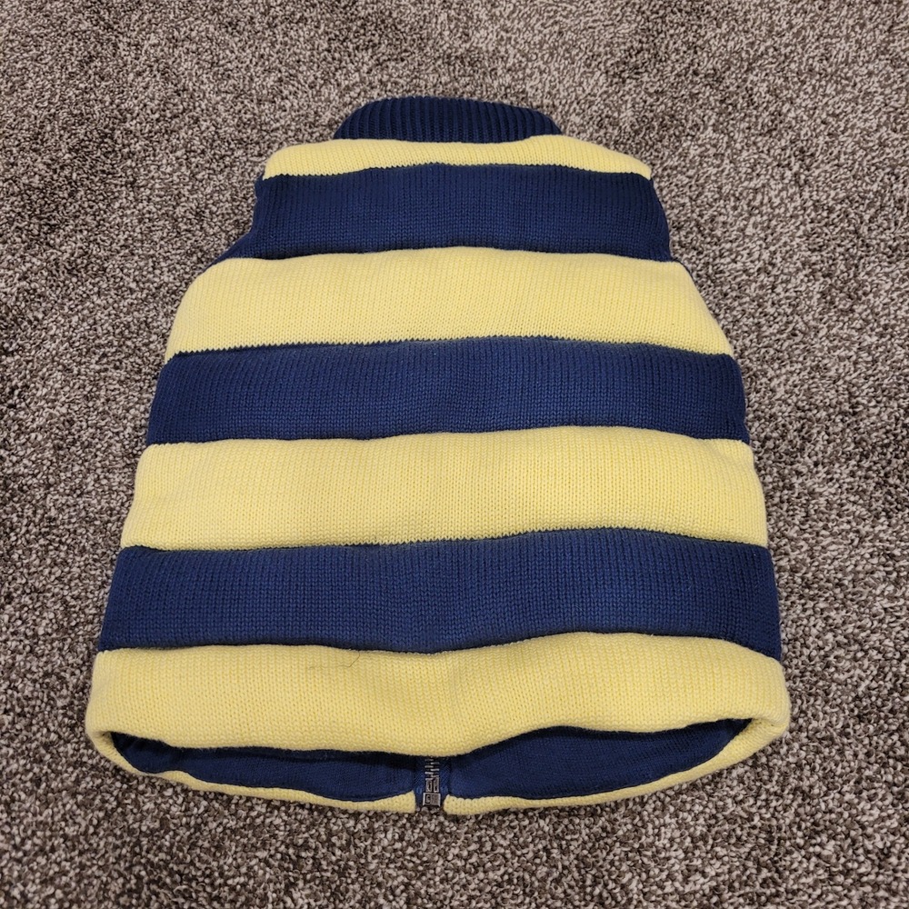 Seed Heritage Kids Knit Puffer Vest Navy Blue Yellow Striped Cotton Size M 3-4Y - Picture 5 of 6